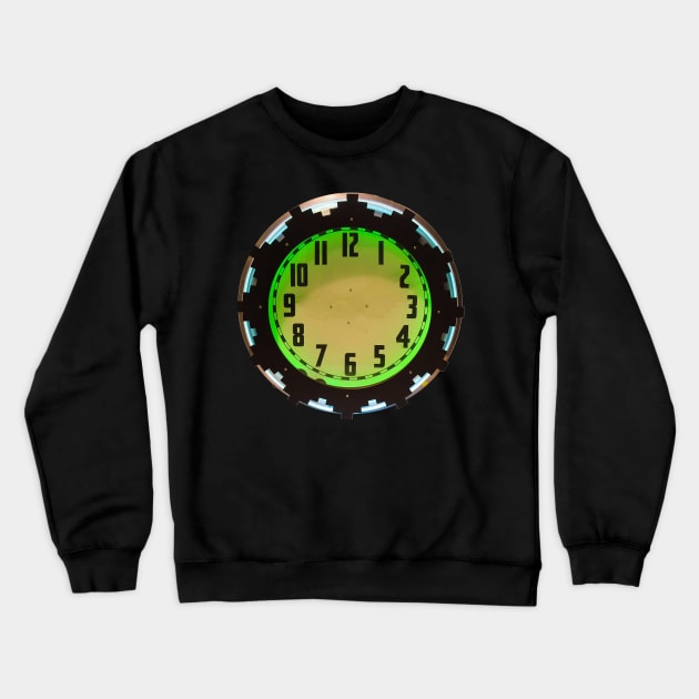 1930's Neon Aztec Design Clock Crewneck Sweatshirt by ArtShare